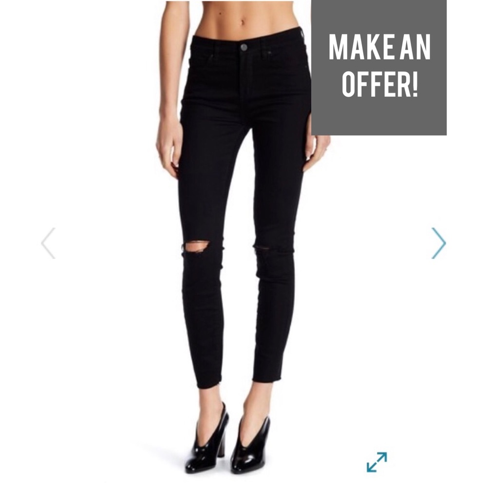 BLANKNYC Slit Knee Raw Hem Skinny Jeans